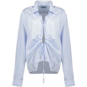Prada, Dames, Blouses & Shirts, Blauw, Maat: XS Katoen,