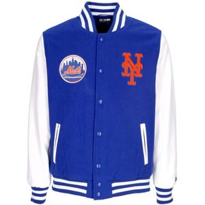 New Era - College Jacket - Blauw - Heren - Eco-lederen Mouwen