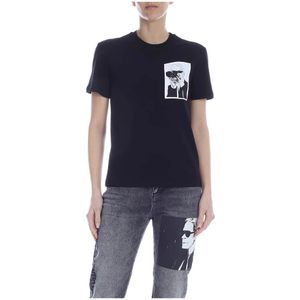 Karl Lagerfeld, Dames, Tops, Zwart, Maat: XS Katoen,
