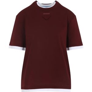 Prada, Dames, Tops, Rood, Maat: S Katoen,