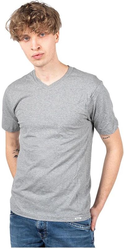 Pepe Jeans - T-shirt - Grijs - Katoen - V-hals - Tweepak