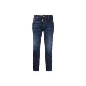 Dsquared2 Logo Tape Cropped Jeans , Blue , Dames , Maat: 3XS
