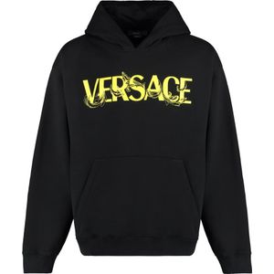 Versace, Heren, Sweatshirts & Hoodies, Zwart, Maat: S Katoen,