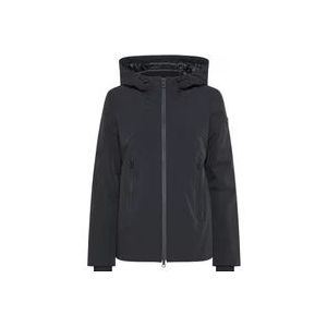 Peuterey Synthetische gewatteerde jas met stretch nylon en zachte jersey , Black , Dames , Maat: L