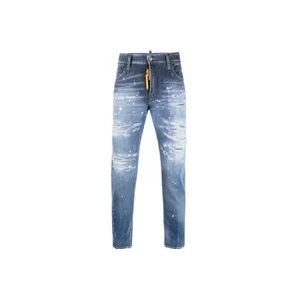 Dsquared2 Slim-fit Jeans met Distressed-effect , Blue , Heren , Maat: M