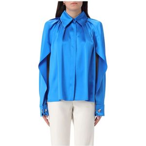 Max Mara - Zijden Blouse - Blauw - Cape Mouwen