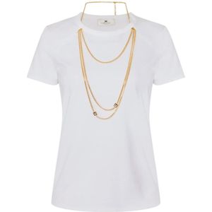 Elisabetta Franchi, Dames, Tops, Wit, Maat: S Jersey,