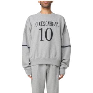 Dolce & Gabbana, Heren, Sweatshirts & Hoodies, Grijs, Maat: L Katoen,