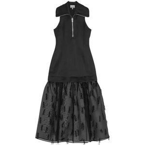 Ganni, Dames, Jurken, Zwart, Maat: S Poliester,