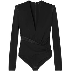 Versace, Dames, Tops, Zwart, Maat: S Leer,