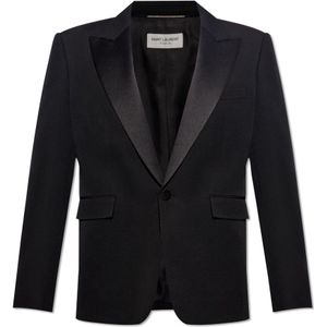 Saint Laurent, Heren, Jassen, Zwart, Maat: M Wol,