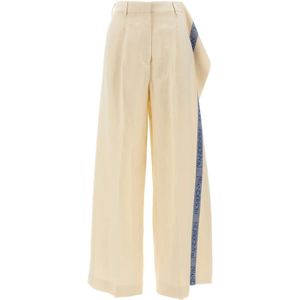 JW Anderson, Dames, Broeken, Beige, Maat: 3XS Katoen,