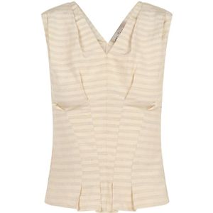Cortana, Dames, Tops, Beige, Maat: 2XS Linnen,