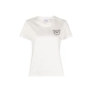 Pinko T-shirt met geborduurde Love Birds , White , Dames , Maat: XS