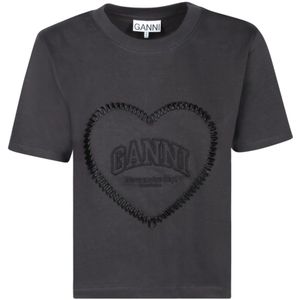 Ganni, Dames, Tops, Zwart, Maat: S Katoen,