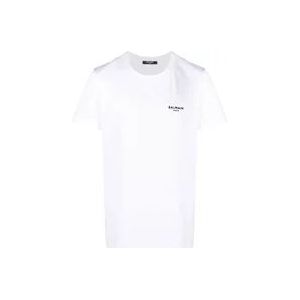 Balmain Witte Flock T-Shirt , White , Heren , Maat: S