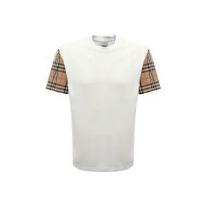 Burberry Wit Vintage Check Mouw Crew Neck T-shirt , White , Dames , Maat: M