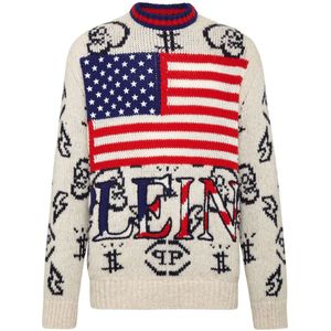 Philipp Plein, Heren, Truien, Beige, Maat: L Wol,