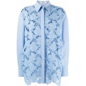 Valentino, Dames, Blouses & Shirts, Blauw, Maat: S Katoen,