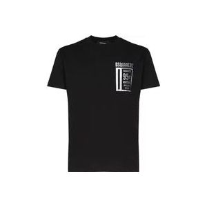 Dsquared2 Zwarte T-shirts en Polos met 98% Katoen , Black , Heren , Maat: XL