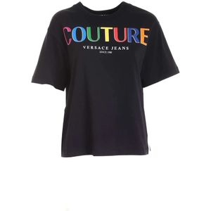 Versace Jeans Couture, Dames, Tops, Zwart, Maat: L Katoen,