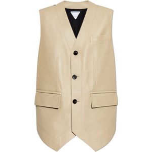Bottega Veneta, Dames, Jassen, Beige, Maat: 2XS Zijde,