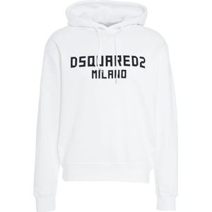 Dsquared2, Heren, Sweatshirts & Hoodies, Wit, Maat: M Katoen,
