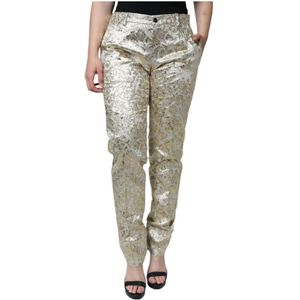 Dolce & Gabbana - Gouden Jacquard Broek met Bloemmotief - Geel - Heren