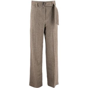 Brunello Cucinelli, Dames, Broeken, Bruin, Maat: M Wol,