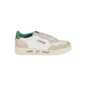Autry Moderne Groene Leren Sneakers , White , Heren , Maat: 44 EU