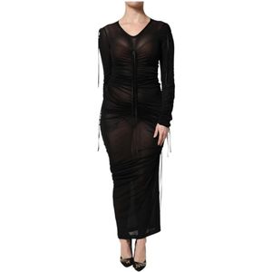 Dolce & Gabbana, Dames, Jurken, Zwart, Maat: S Zijde,