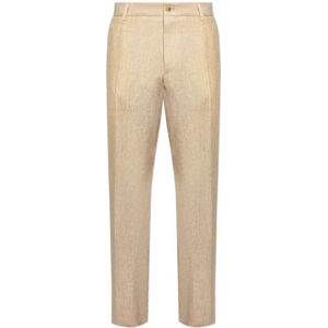 Dolce & Gabbana, Heren, Broeken, Beige, Maat: 2XL Linnen,
