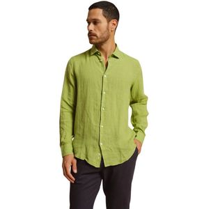 Peninsula, Heren, Overhemden, Groen, Maat: M Linnen,
