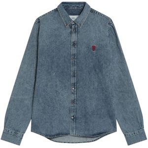 Ami Paris, Heren, Overhemden, Blauw, Maat: M Denim,