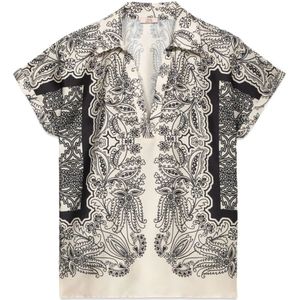 Oltre, Dames, Blouses & Shirts, Veelkleurig, Maat: S Satijn,