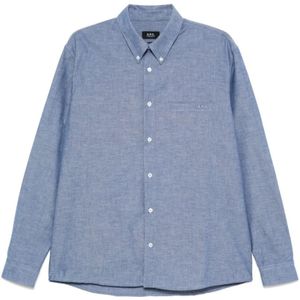 A.p.c., Heren, Overhemden, Blauw, Maat: XL Katoen,