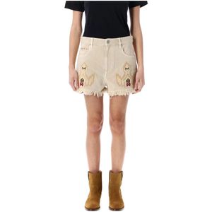 Marant étoile, Dames, Korte broeken, Beige, Maat: XS Denim,