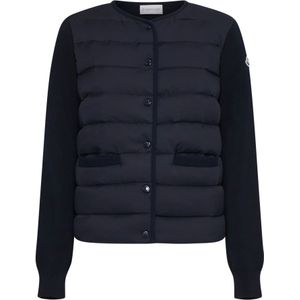 Moncler Blauwe Gewatteerde Vest met Drukknoop , Blue , Dames , Maat: L