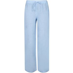 120% Lino, Dames, Broeken, Blauw, Maat: XS Linnen,