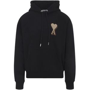 Ami Paris, Heren, Sweatshirts & Hoodies, Zwart, Maat: S Katoen,