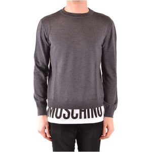 Moschino, Heren, Truien, Grijs, Maat: S Leer,