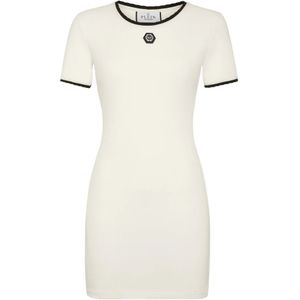 Philipp Plein, Dames, Jurken, Wit, Maat: L Katoen,