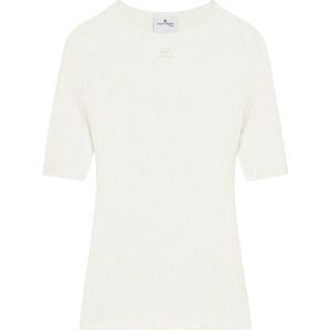 Courrèges, Dames, Truien, Wit, Maat: S Katoen,