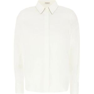 Brunello Cucinelli, Dames, Blouses & Shirts, Wit, Maat: XL Katoen,