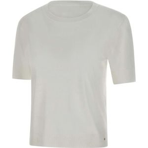 Herno - Geribbelde Gebreide T-shirt - Wit - Lyocell Katoen Polyester