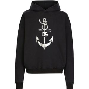 Dolce & Gabbana, Heren, Sweatshirts & Hoodies, Blauw, Maat: L Katoen,
