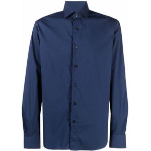 Xacus, Heren, Overhemden, Blauw, Maat: M Katoen,