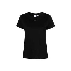 Pinko Zwarte Logo Print T-shirts en Polos , Black , Dames , Maat: XS