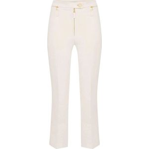 Elisabetta Franchi, Dames, Broeken, Wit, Maat: XS Leer,