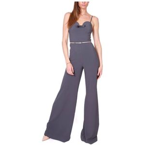Elisabetta Franchi, Dames, Jumpsuits & Playsuits, Grijs, Maat: M Poliester,